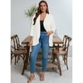 thumbnail image 4 of SHOWMALL Women's Plus Open Front Lightweight Cardigan 3/4 Sleeves Bolero White 4X Pleated Ruffles Hemline Shrugs, 4 of 7