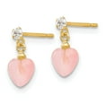 thumbnail image 2 of 14K Yellow Gold Earring Drop & Dangle Women'S Cubic Zirconia CZ Cat'S Eye Pink 1 mm 5, 2 of 3