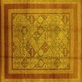 thumbnail image 1 of Ahgly Company Machine Washable Indoor Square Oriental Yellow Industrial Area Rugs, 7' Square, 1 of 4
