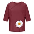 thumbnail image 4 of Blusas de Manga Corta para las Mujeres Impresas Cuello Redondo Camiseta Casual, Blusa de Algodón de Imitación para las Mujeres, 4 of 4