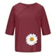 thumbnail image 4 of Blusas de Manga Corta para las Mujeres Impresas Cuello Redondo Camiseta Casual, Blusa de Algodón de Imitación para las Mujeres, 4 of 4