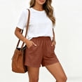 thumbnail image 4 of Resicozy Linen Shorts for Women Casual Summer High Waisted Wide Leg Lounge Beach Vacation Shorts with Pockets Vermilion XL, 4 of 5
