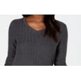 thumbnail image 2 of Karen Scott Women's Cotton Mixed-Stitch Sweater Charcoal Size XX Large, 2 of 3