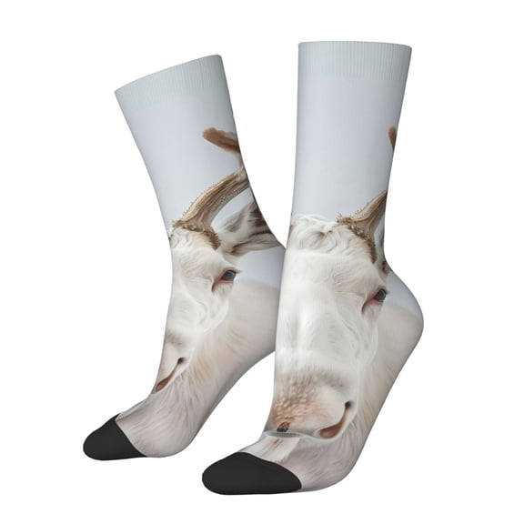 Vsdgher White Reindeer Portrait Crew Socks for Men & Women, Breathable Casual Athletic Ankle Socks