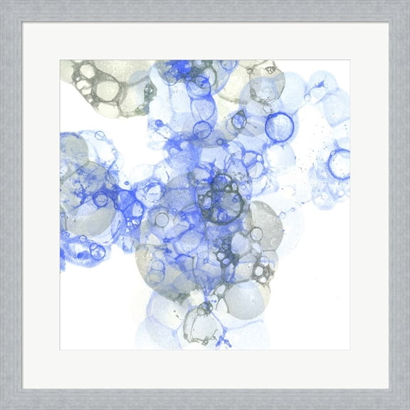 Great Art Now Bubble Square Blue & Grey I by Kelsey Wilson, Framed Wall Art, 19.5W x 19.5H