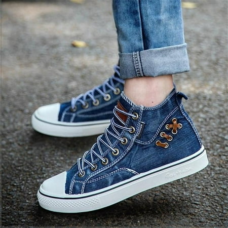 

2021 New Arrivals Sale High Top Canvas Sneakers 2021 New Lace Up Comfortable Women Casual Denim Shoes 35-43 Large-Sized Female Sport Flats