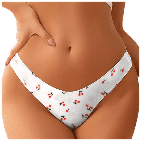 Fulorrnie Seamless Low Rise Thong Underwear Artistic Waistband Patterns Invisible No Show Everyday Underwear  White  M