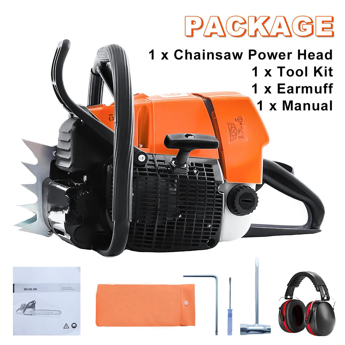 MS660 91.6cc Top Handle Chainsaw Power Head Gasoline Fit 20/22/24/36in Bar Chain