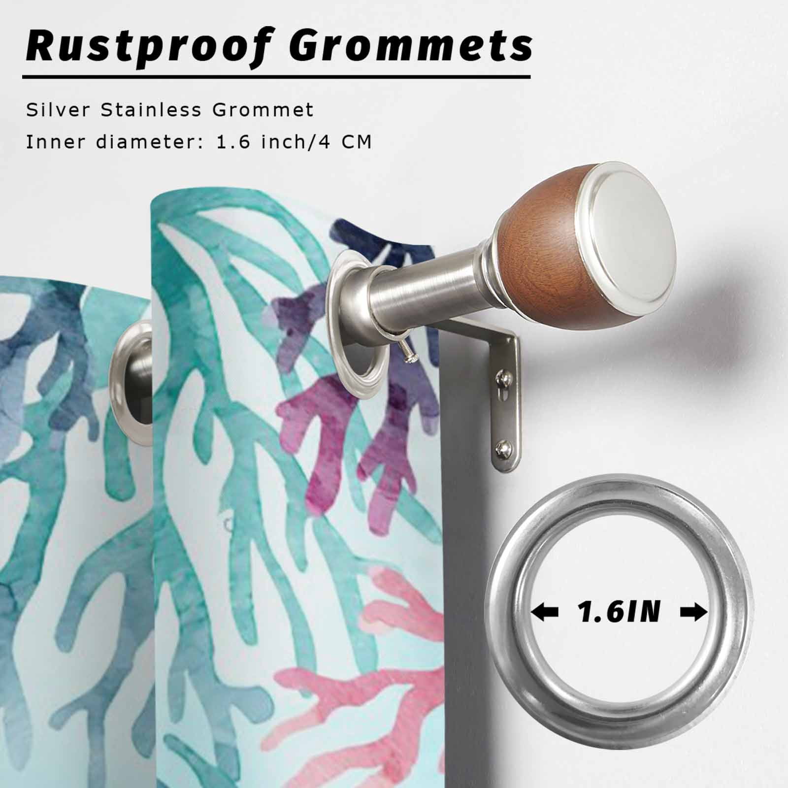 Summer Fish Outdoor Curtains for Patio, Nautical Watercolor Orange Red Blue Marine Life Coral Seaweed Sunshade Privacy Drapes Grommet Waterproof Outside Curtains for Porch Balcony 54"x108", 1 Panel