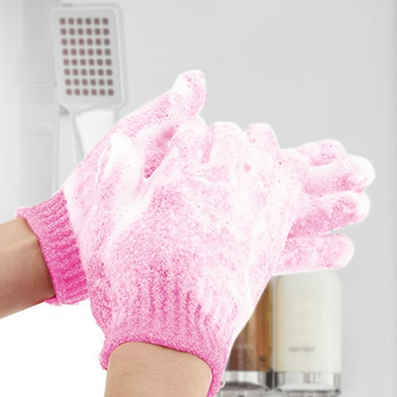 Bradem 4 Pcs Exfoliating Shower Gloves Double Sided Exfoliating Bath Gloves Deep Clean Dead Skin for Spa Massage Beauty Skin Shower Body Scrubber Bathing Accessories, 2 Pairs of Bath Gloves Light Pink