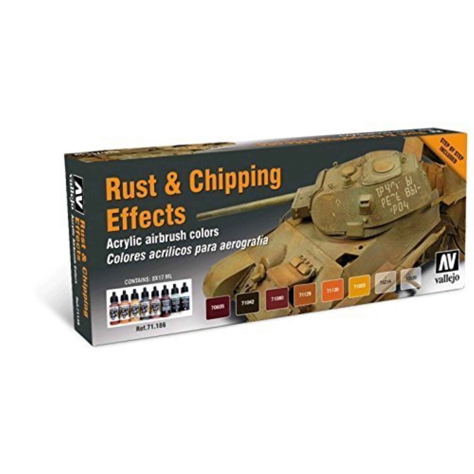 Acrylicos Vallejo VJP71186 17 ml Acrylic Paints Rust & Chipping Effects Model Air Paint - Set of 8
