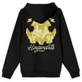 thumbnail image 3 of Harry Potter Winged Pigs Hogwarts Crest Long Sleeve Adult Black Hooded Sweatshirt-Small, 3 of 5