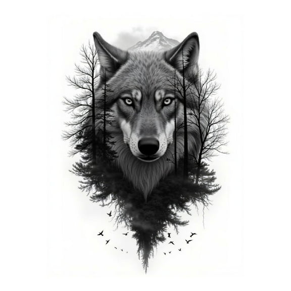 Diamond Art Kit for Adults, Wolf Forest Silhouette Art Diamond Painting for Adults Beginners, DIY Diamond Art Painting Kits, 5D Diamond Painting Crafts for Home Decor 12x16 Frameless