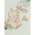 thumbnail image 4 of 0-18M Infant Baby Girl Flower Clothes Summer Straps Knit Romper Tank Top Ruffle Shorts Set Headband 3 Pcs Outfits Set, 4 of 9
