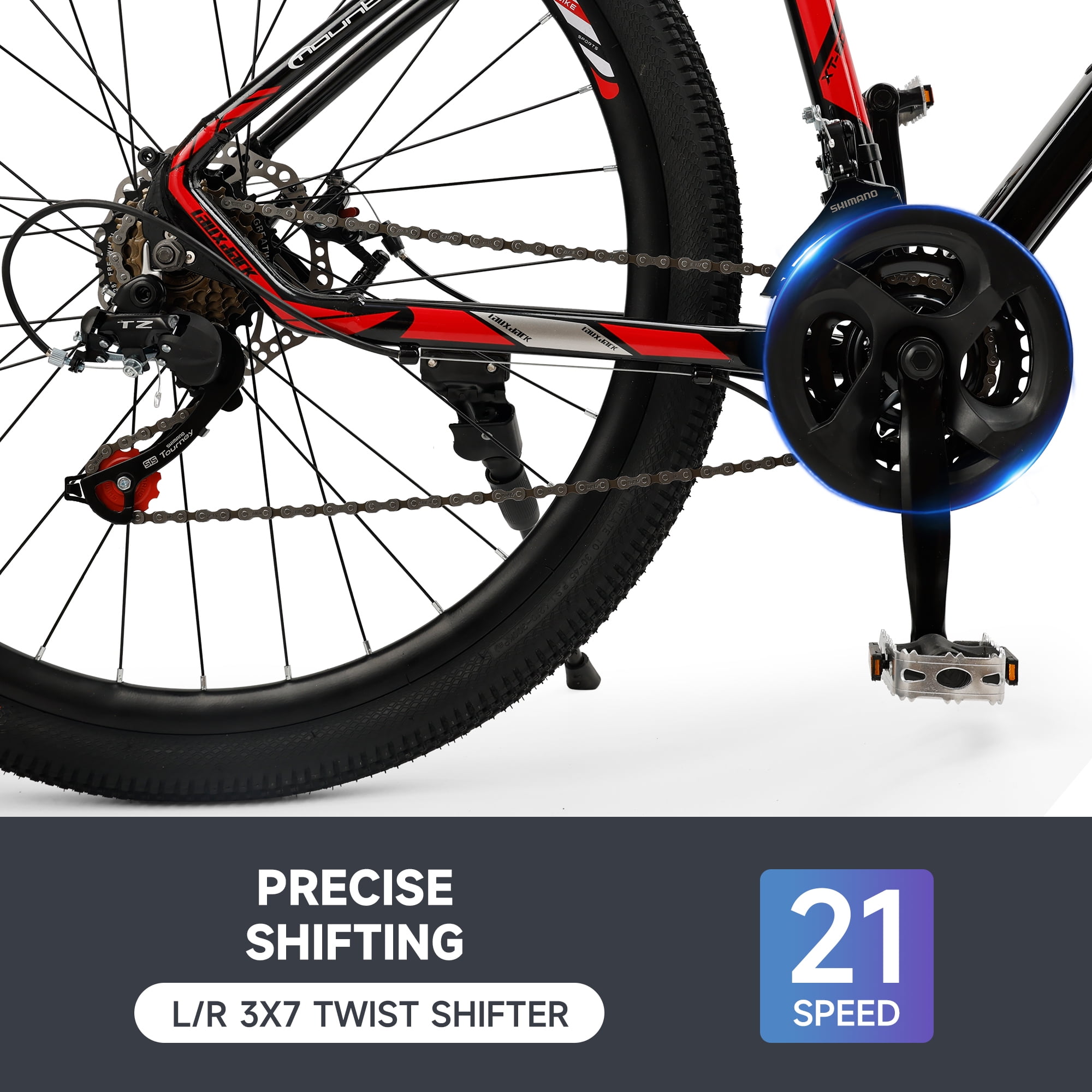 Mountain Bike, 27.5 Inch Shimano 21 Speed, Dual Disc Brake Bike for Men Womens Adult, Front Suspension Bicycle