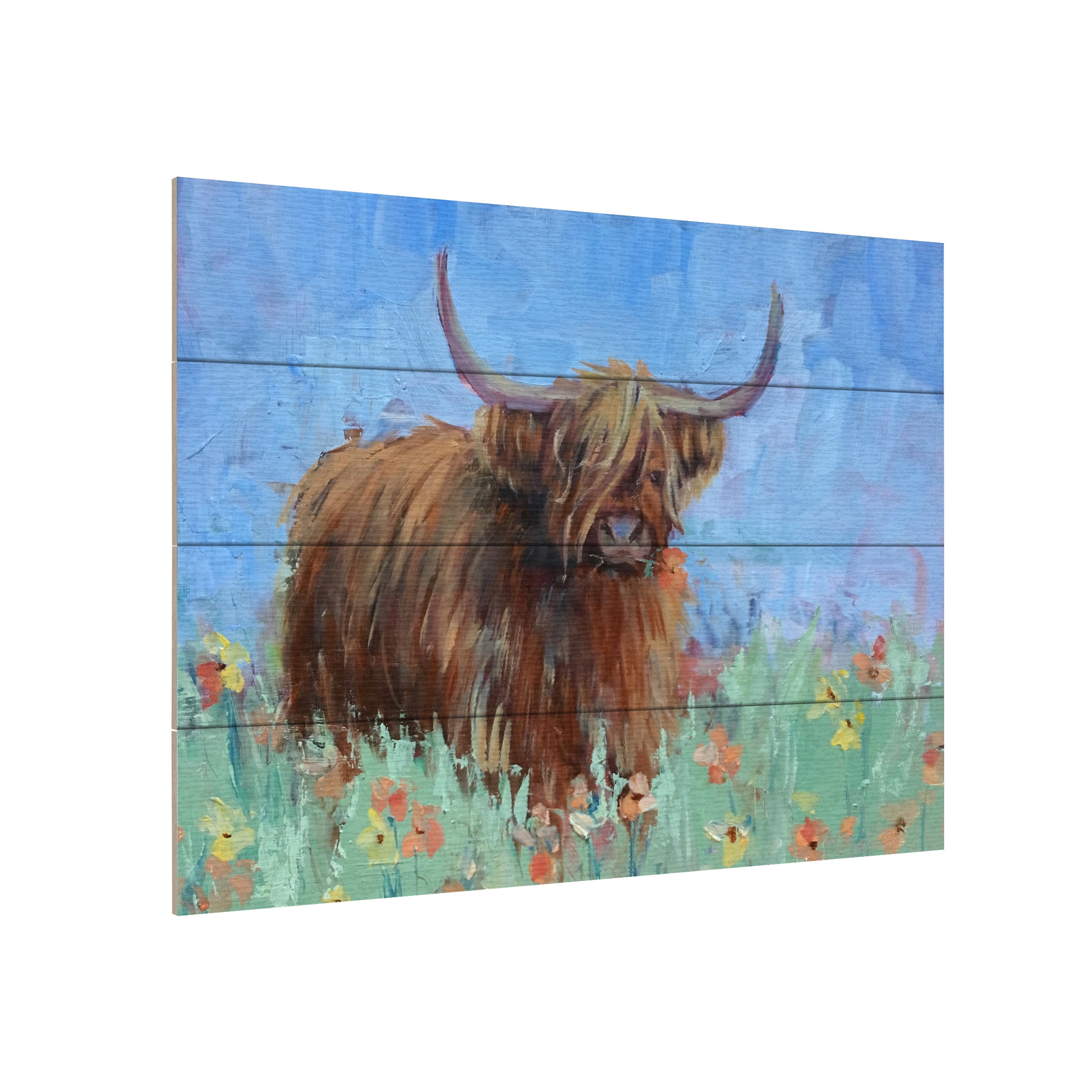 Jennifer Stottle Taylor 'Scottish Highland Cow' Wood Slat Art 12x16