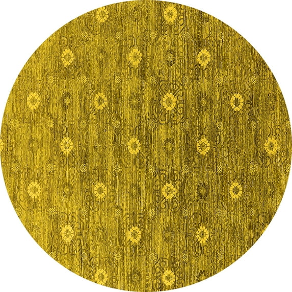 Ahgly Company Indoor Round Oriental Yellow Industrial Area Rugs, 8' Round