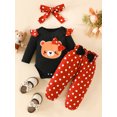 thumbnail image 2 of Canis Long Sleeve Romper and Pants Set with Dot Print for Newborns, 2 of 9