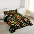 thumbnail image 3 of jejeloiu Countryside Floral Full Size Comforter Sets,Rustic Botanical Bedding Comforter Set,Black Green Orange Bedding Sets For Girls,Microfiber Bedroom Decor Reversible,3-Piece, 3 of 8