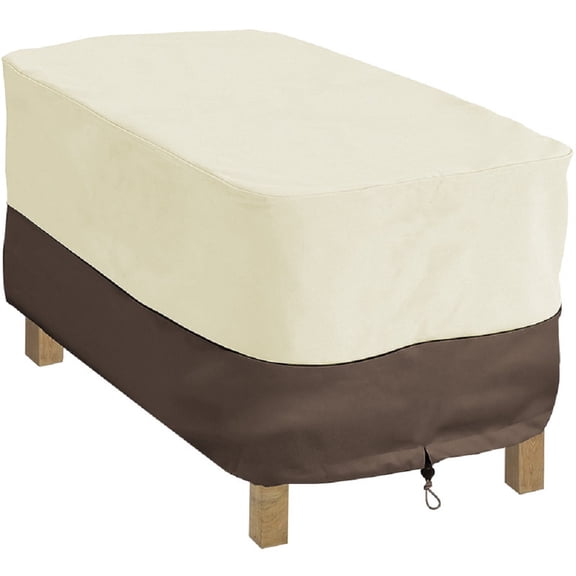 Waterproof Patio Ottoman Cover Rectangular Outdoor Side Table Furniture Covers Size 38L x 28W x 17H inch Beige Coffee