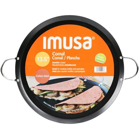 - IMUSA CAR-52023 Carbon Steel Round Comal with Metal Handles 14-Inch, Black