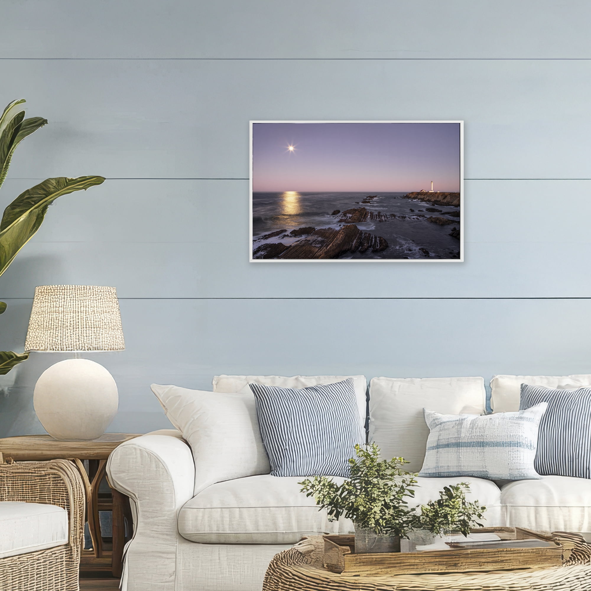 Stupell Industries Moon Arena Coastline White Framed Giclee Art, design by Shelley Carlisle
