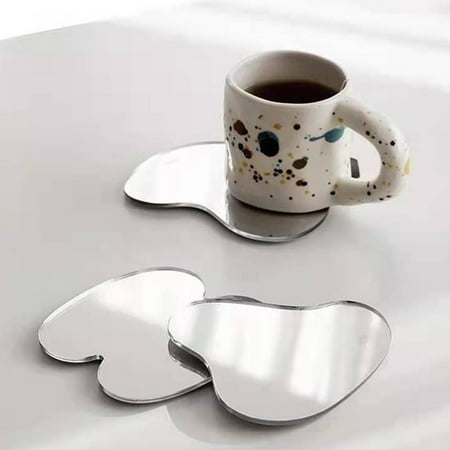 

Hadanceo 1 Set Irregular Mirror Design Cup Coaster Acrylic Nordic Style Tea Coaster Home Decor