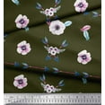 thumbnail image 2 of Soimoi Green Poly Georgette Fabric Arrow & Anemone Floral Printed Fabric 1 Yard 52 Inch Wide, 2 of 3