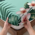 thumbnail image 3 of Cal.King Size Fitted Sheet Set - Tropical 3 Piece Bedding Sets 16" Deep Pocket Fitted Sheet with 2 Pillowcases, Pink Floral Green Palm Leaf Aqua Watercolor Brushed Microfiber Hotel Luxury Bed Sheets, 3 of 9