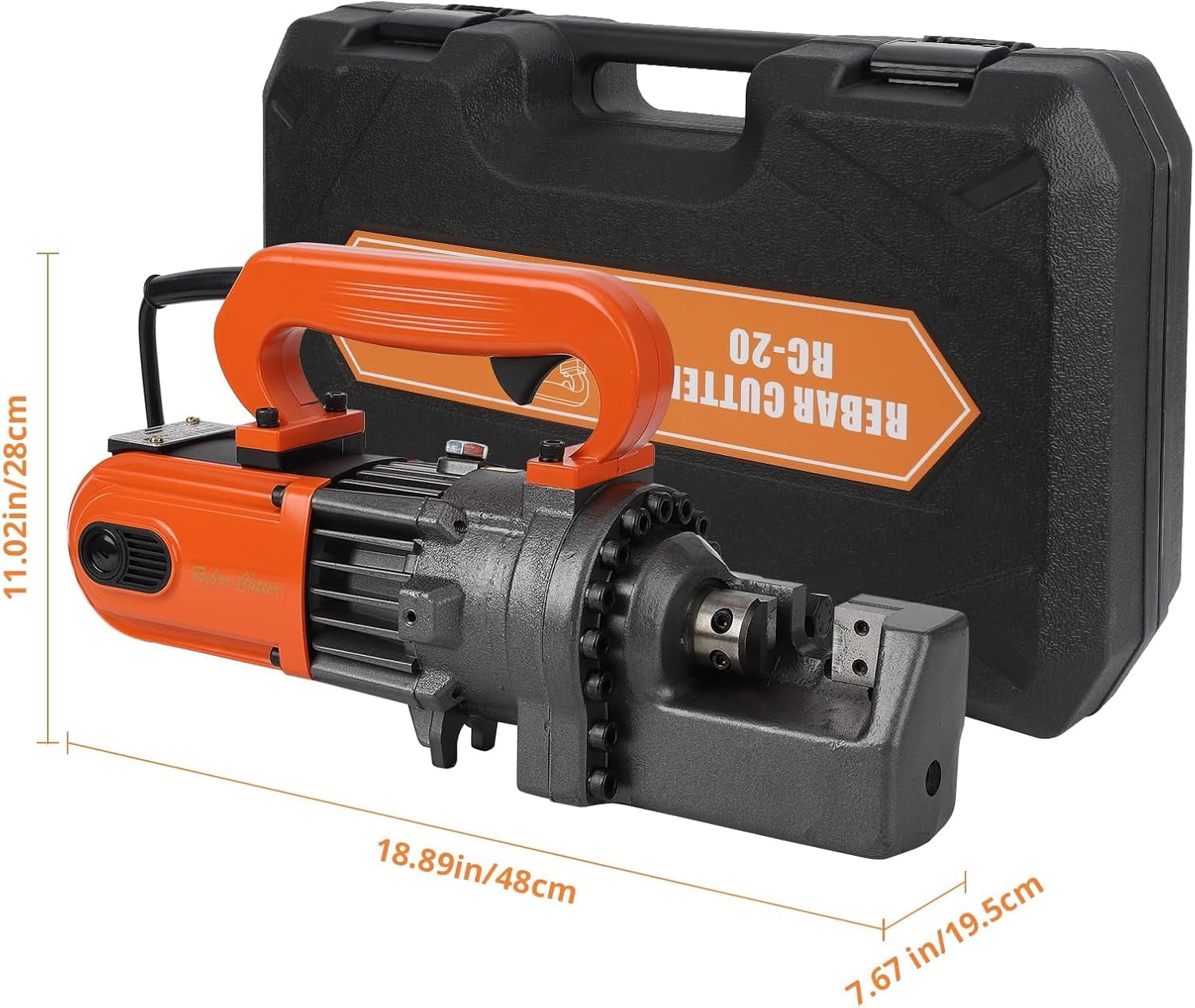 Hetoy Electric Rebar Cutter – Portable Hydraulic Cutter for 3/4 Inch #6 4-20mm Rebar, 1250W, 110V, Cuts in 3.5 Seconds, Includes Tool Box (1250W RC-20)