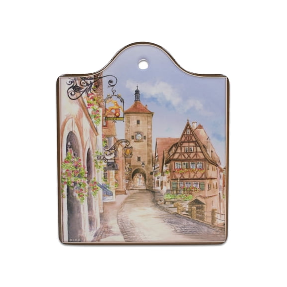 Ceramic Cheeseboard with Cork Backing: Village