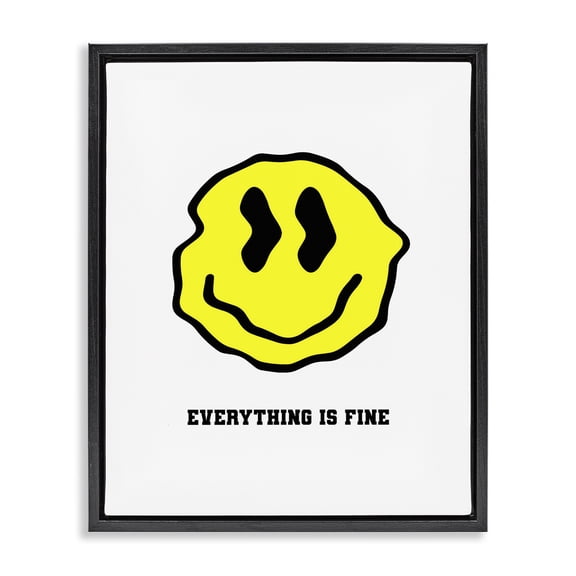 Stupell Industries Modern Everything is Fine Smiley Black Floating Frame Canvas Art, 17 x 21, by House of Lulu