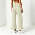 thumbnail image 4 of Juesizh Wide Leg Jeans for Women Plus Size Solid Color Caual Jeans Button Zipper Waist Ruffle Hem Long Denim Pants, S-3XL, 4 of 9