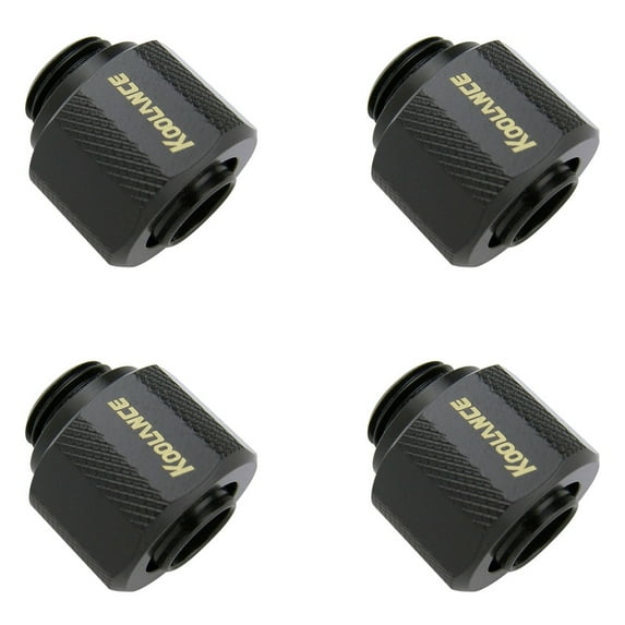 Koolance G1/4" Compression Fitting for Soft Tubing with 10mm ID x 13mm OD (3/8in x 1/2in), Black, 4-pack
