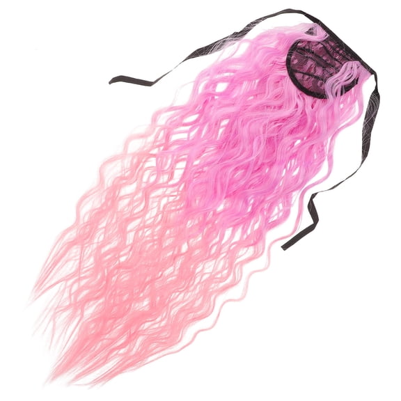 CTIRCHIU Long Wavy Synthetic Hairpiece Pink Ponytail Extension for Casual and Formal Styling