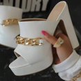 thumbnail image 1 of Sandalias de mujer Casual Super High Chunky Heel Metal Chain Slip On Sexy Fashion Shoes Wmkox8yii nm2176, 1 of 3