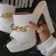 thumbnail image 1 of Sandalias de mujer Casual Super High Chunky Heel Metal Chain Slip On Sexy Fashion Shoes Wmkox8yii nm2178, 1 of 3