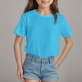 thumbnail image 2 of WUANDIXFA Girls Shirts Short Sleeve Soft Cotton T-Shirts Plain Tees Tops Clothes for Kids (Sky Blue, 2-3 Years), 2 of 4