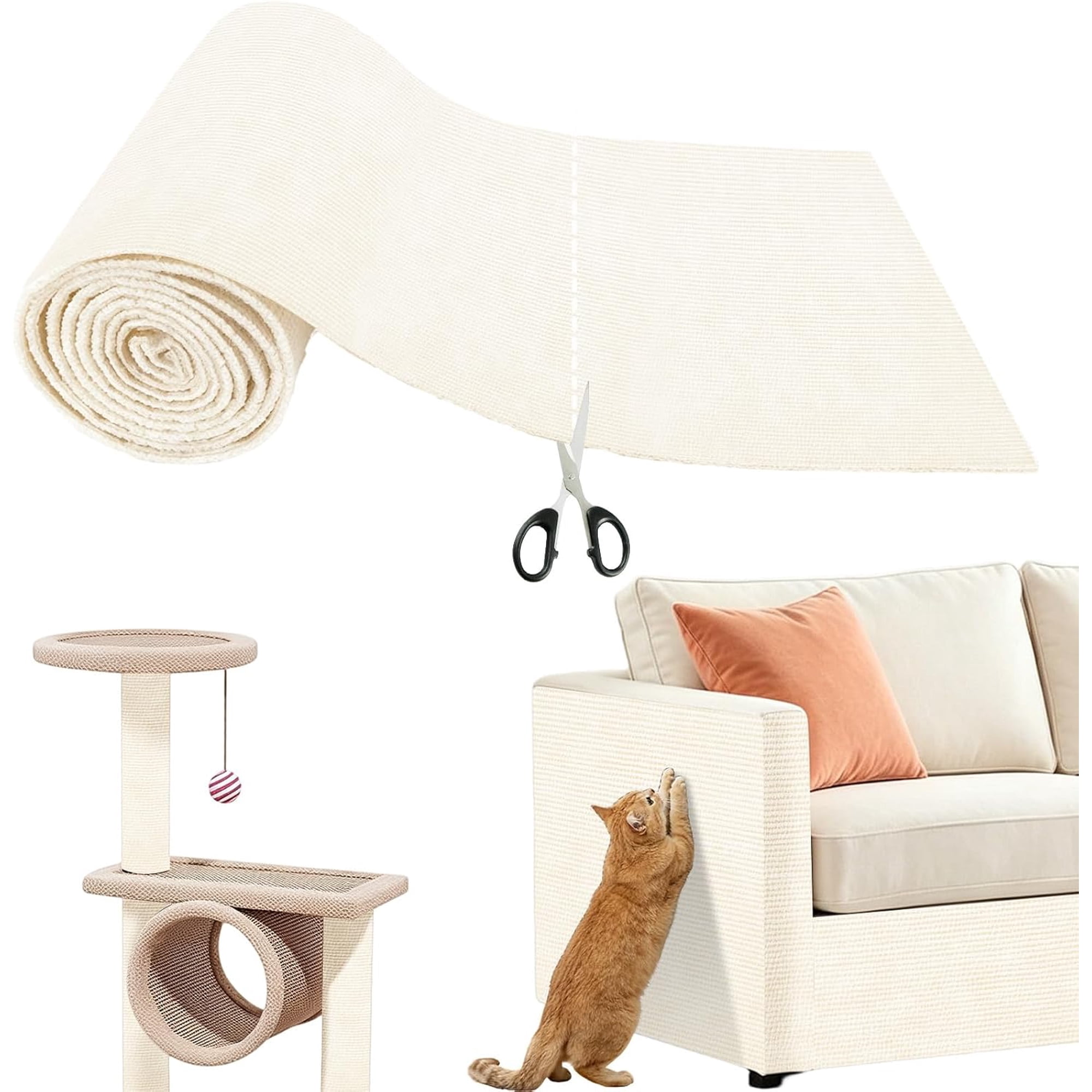 Heavy Duty Cat Scratch Furniture Protector (Off-White 39.3 x 15.8 )