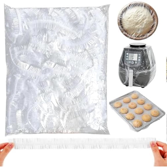 200 Extra Large Bowl Food Covers for Bread Proofing, Fits Bowls up to 30", Elastic Reusable Plastic Bowl Cover for Half Sheet Pan(24x16, 21x15, 18x13 inch) and Baking Tray/Pizza&Dough Proofing