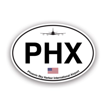 Phoenix Sky Harbor Airport Euro Oval Sticker Decal - Self Adhesive Vinyl - Weatherproof - Made in USA - phx arizona az