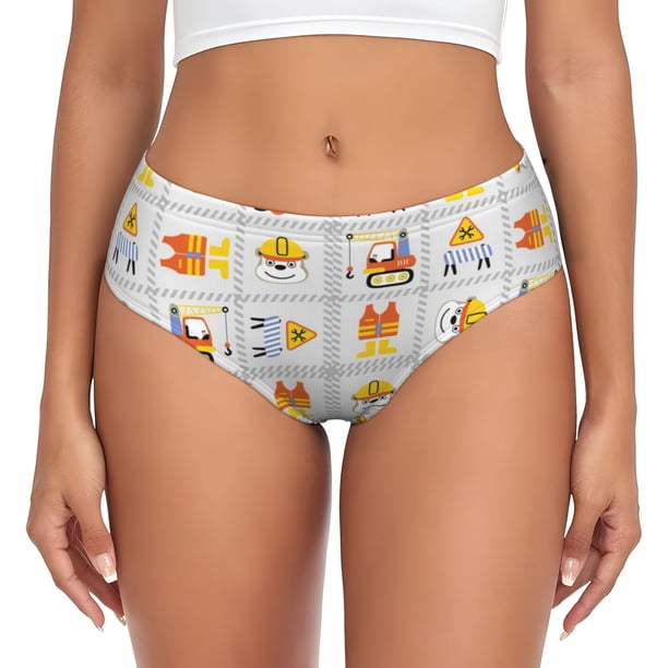 Fotbe Construction Equipments Worker Calzones Estampados para Mujer – Ropa Interior de Algodón, Cómoda, Suave y Elástica-Medium