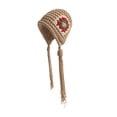 thumbnail image 3 of yotijay Women Knitted Hat Cute with Tassels Soft Outdoor Floral Cap Khaki, 3 of 9