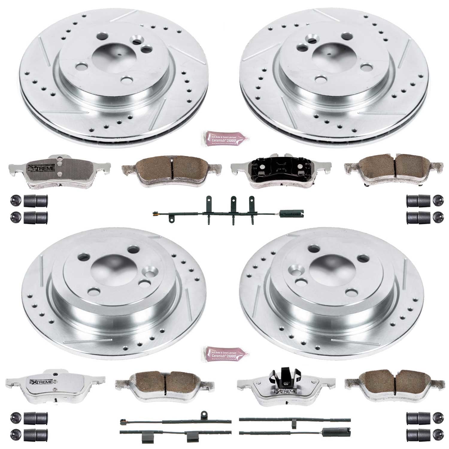 PowerStop Front and Rear Z26 Street Warrior Carbon-Fiber Ceramic Brake Pad and Drilled and Slotted Rotor Kit Fits: MINI COOPER Select Models K6296-26
