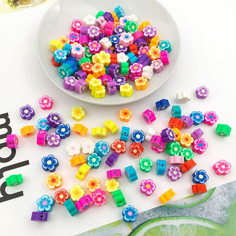 100Pcs Flower Polymer Clay Spacer Beads For Jewelry Making DIY Bracelet  Necklace