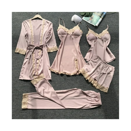 

Female Pajamas Set 5Pcs Sleepwear Lace Comfortable Sleepwear Loungewear