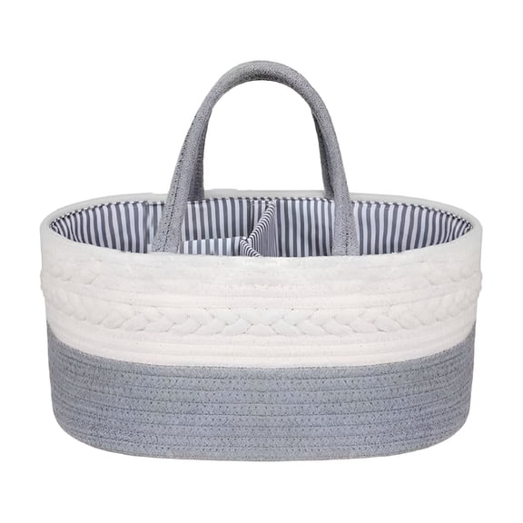 LAMIRO Woven Baby Diaper Caddy Large Organizer Nappy Storage Bin