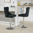 thumbnail image 3 of KISRAIS Swivel Bar Stools Set of 2, Velvet Counter Height Bar Stools for Kitchen Island, Adjustable Bar Chairs Barstools, Tufted Back, Metal Base, 3 of 9