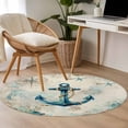 thumbnail image 4 of Round Rugs 3.3Ft, Teal Anchors Coastal Round Area Rug Washable Indoor Throw Carpet, Vintage Summer Beach Nautical Soft Non Slip Circle Rug for Laundry Room Patio Home Decor Aesthetic, 4 of 8