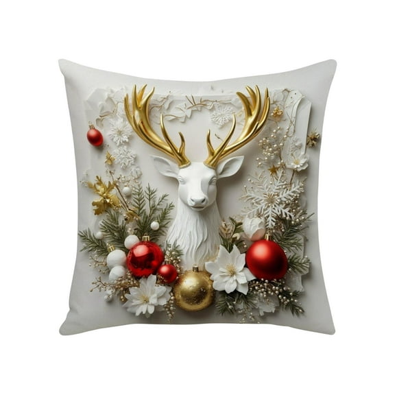Uuowzo Christmas Pillow Set Christmas Tree Reindeer Snowman Decorative Sofa Ambience Sense Of Decorative Linen Pillow Christmas Decorations, Christmas Gifts for Family, C